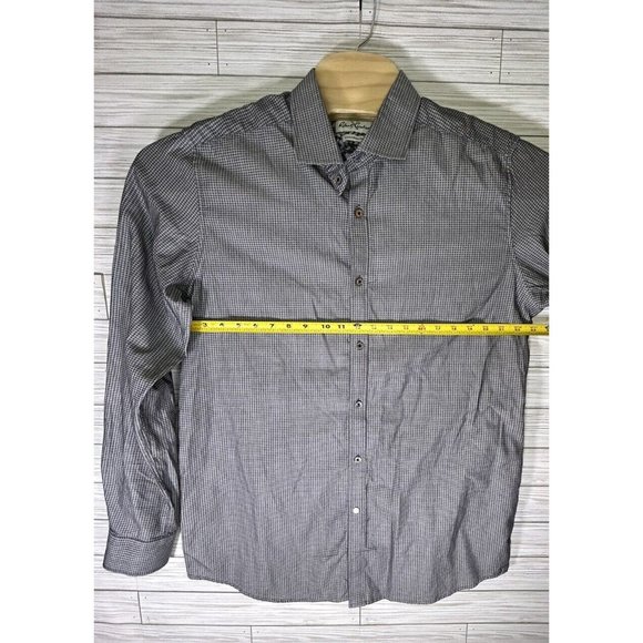 Robert Graham X Tailored Fit Button Up Mens Size 46/18‎ 100% Cotton Gray White - Picture 9 of 11